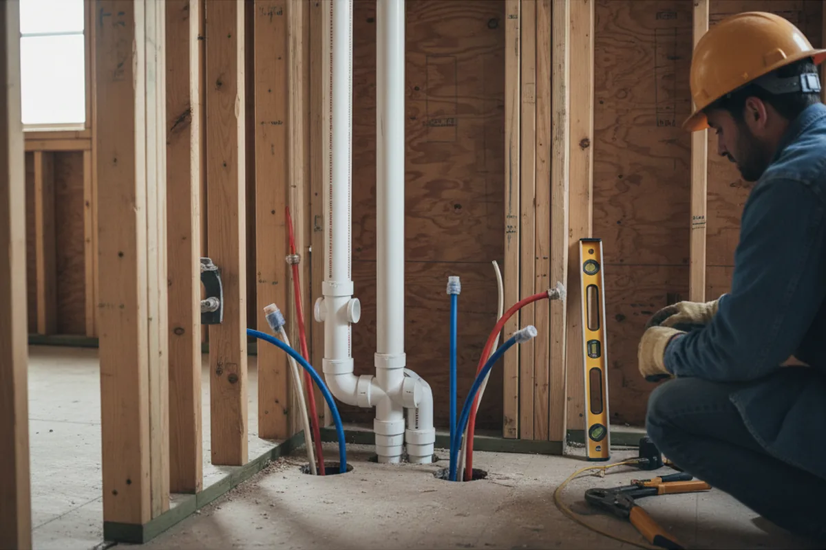Drain and supply rough-in during Drain Cleaning in Wiscasset